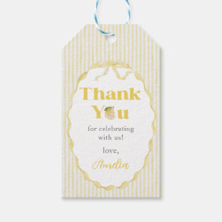 Lemon Citrus Stripes  Baby Shower Cadeaulabel