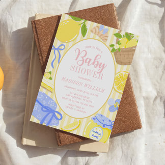 Lemon Citrus Summer Baby Girl Shower Kaart