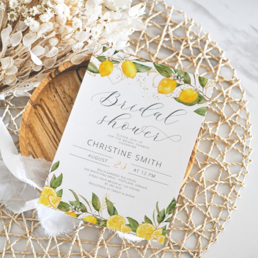 Lemon Citrus Summer Bridal Shower Kaart