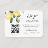 Lemon Citrus Summer werkt QR Code Weddenschap RSVP Informatiekaartje (Voorkant)