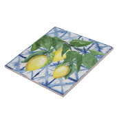 Lemon Citrus Waterverf Foliage Blue White Pattern Tegeltje (Zijkant)