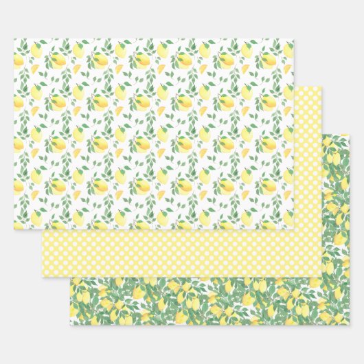 Lemon Citrus Waterverf Inpakpapier Vel (Set)