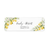 Lemon Citrus Wedding Retour Adres Label (Voorkant)