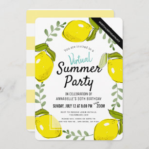 Lemon Citrus White Summer Adult Virtual Birthday Kaart
