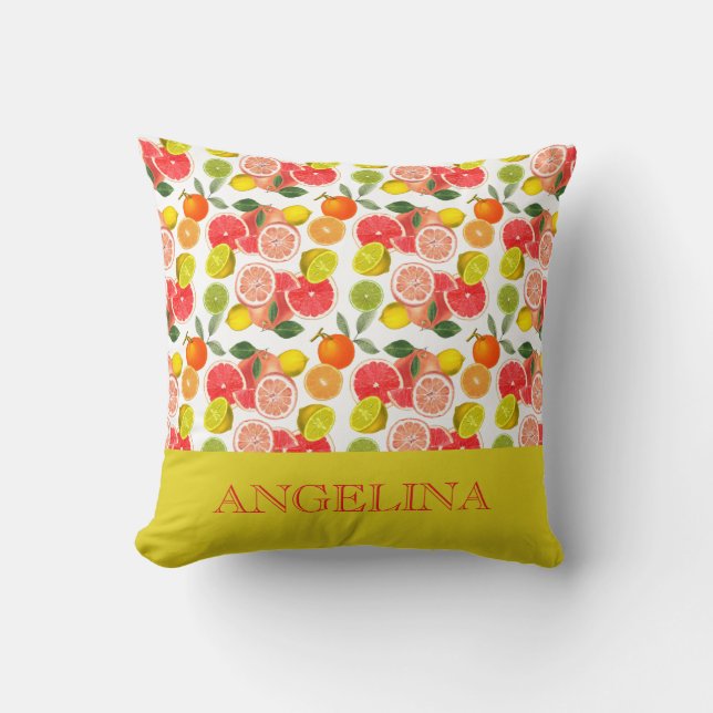 Lemon citrus yellow Pattern  Kussen (Voorkant)