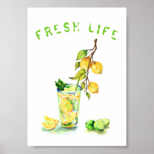 Lemon Cool Drink Lemonade Summer Party Poster