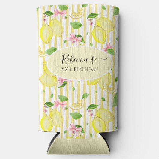 Lemon Coquette Pink Bows And Yellow Stripes (Voorkant)