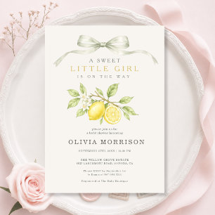Lemon Coquette Strik Baby Shower Kaart