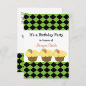 Lemon Cupcake Birthday Uitnodiging (Voorkant / Achterkant)