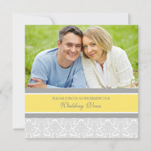Lemon Damask Foto Wedding Vow Renewal Uitnodiginge Kaart