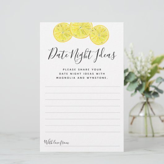 Lemon Date Night Ideeën Kaarten (Staand voorkant)