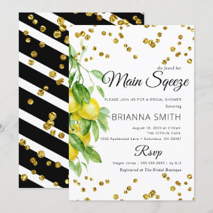 Lemon Decorated Elegant Bridal Shower Invitation Kaart