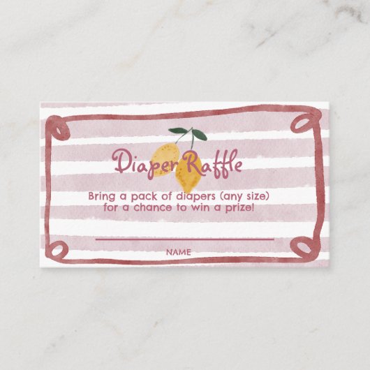 Lemon Diaper Raffle Entry Informatiekaartje (Voorkant)
