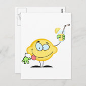 Lemon die een glas met limonade vasthoudt briefkaart (Voorkant / Achterkant)