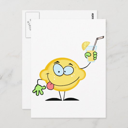 Lemon die een glas met limonade vasthoudt briefkaart (Voorkant / Achterkant)