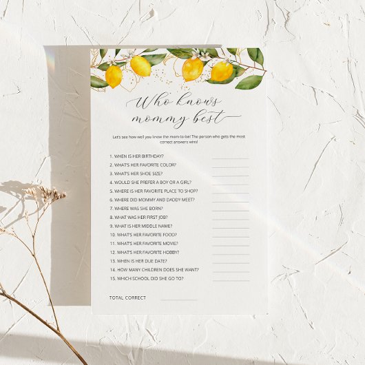 Lemon die mama het beste Baby shower spel kent