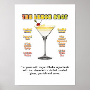 LEMON DROP MARTINI 18 x 24-inch Cocktail Recipe Ar Poster