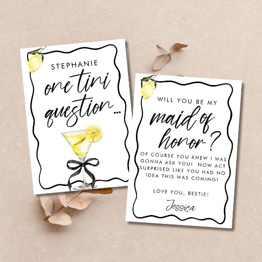 Lemon Drop Martini Maid of Honor Proposal Kaart