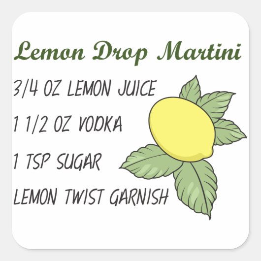 Lemon Drop Martini Vierkante Sticker (Voorkant)