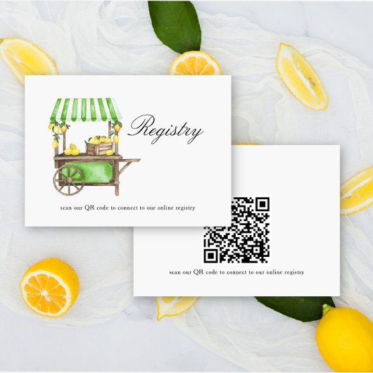 Lemon elegant Bridal shower QR code for registry Informatiekaartje