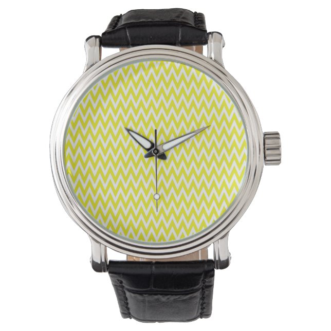 Lemon Elegant Chevron Design Horloge (Voorkant)