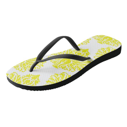 Lemon Elegant Damask Teenslippers (Schuin)