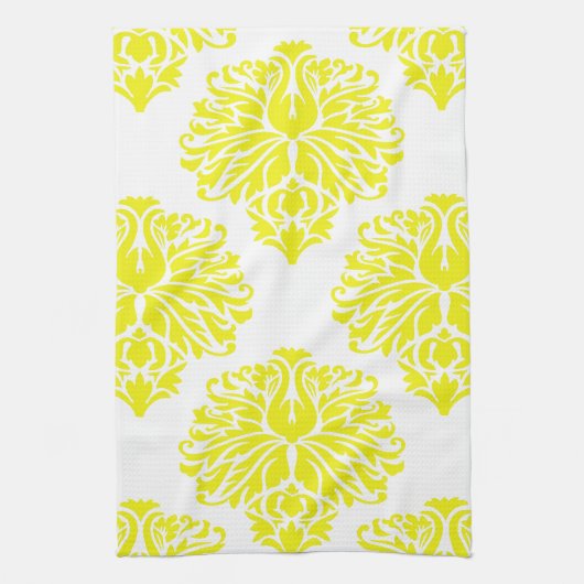 Lemon Elegant Damask Theedoek (Verticaal)