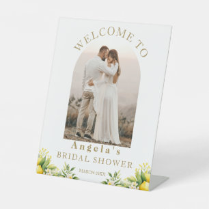 Lemon Elegant Modern Welkom Vrijgezellenfeest foto Reclamebord Met Voetstuk