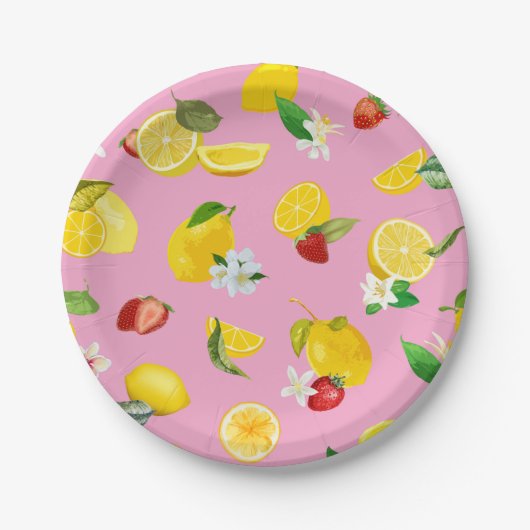Lemon en aardbei 1 papieren bordje (Voorkant)