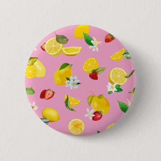 Lemon en aardbei 1 ronde button 5,7 cm (Voorkant)