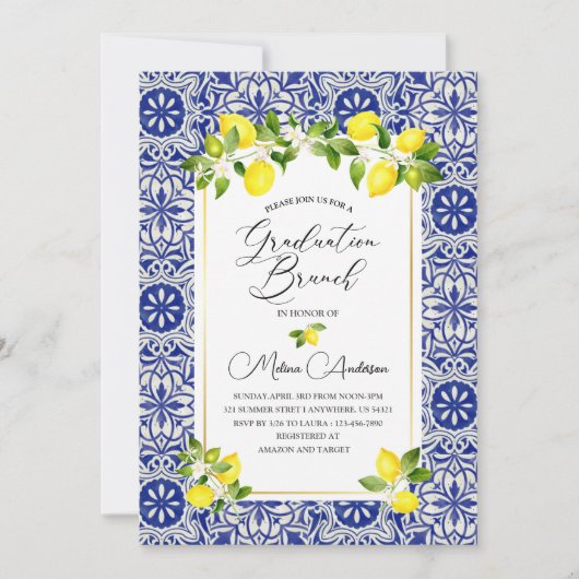 Lemon en afstuderen van blauwe mozaïekriem kaart (Voorkant)