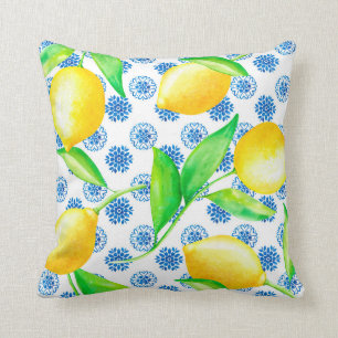 Lemon en Azulejos Blue en White Kussen