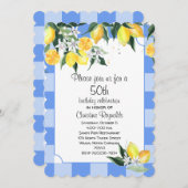 Lemon en Blue Gingham 50ste verjaardag Kaart (Voorkant / Achterkant)