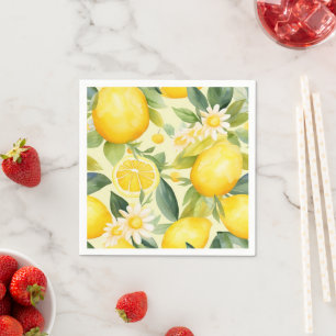 Lemon en Daisy Watercolor Patroon Servet