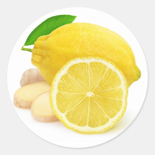 Lemon en gember ronde sticker (Voorkant)