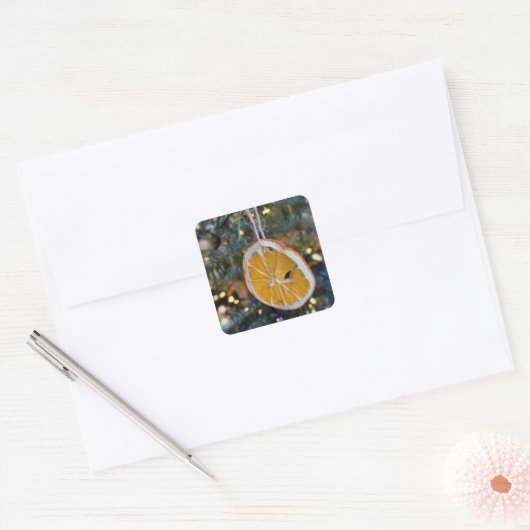 Lemon en glitter vierkante sticker (Envelop)