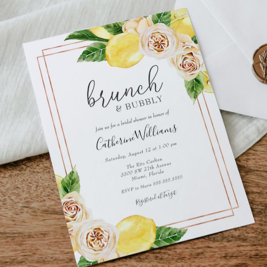 Lemon en Groene Brunch en Mousserende Bruids-showe Kaart