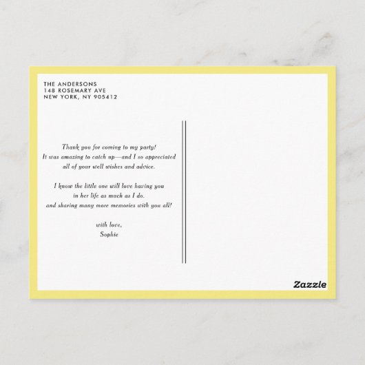 Lemon en Lemon Blossom Zomer Dank u Briefkaart (Achterkant)