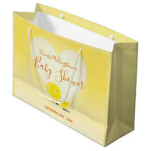 Lemon en Lemon Slice Baby shower Heart Yellow Groot Cadeauzakje