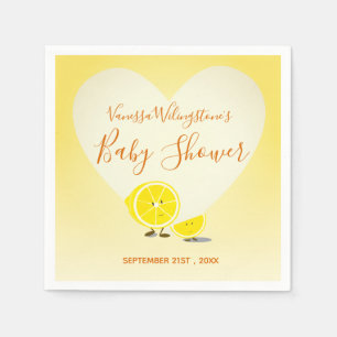 Lemon en Lemon Slice Baby shower Heart Yellow Servet