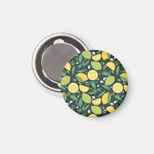 Lemon en Lime Green en Yellow Fruit Pattern Magneet (Voorkant / Achterkant)