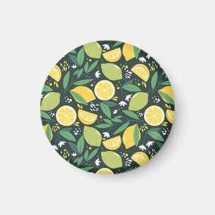 Lemon en Lime Green en Yellow Fruit Pattern Magneet