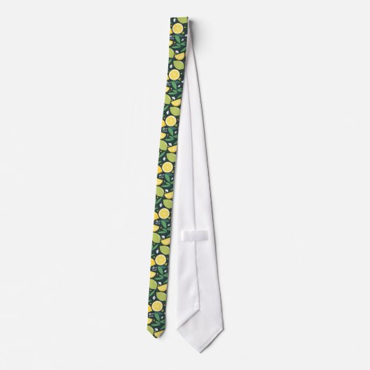 Lemon en Lime Green en Yellow Fruit Pattern Stropdas (Achterkant)