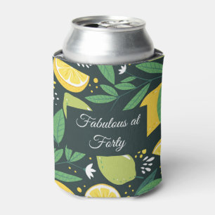 Lemon en Limes Vruchtpatroon in groen en geel Blikjeskoeler