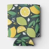 Lemon en Limes Vruchtpatroon in groen en geel Blikjeskoeler (Achterkant)