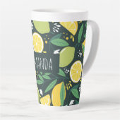 Lemon en Limes Vruchtpatroon in groen en geel Latte Mok (Rechterhoek)