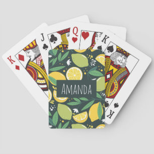 Lemon en Limes Vruchtpatroon in groen en geel Pokerkaarten