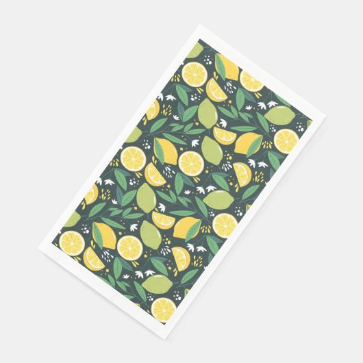 Lemon en Limes Vruchtpatroon in groen en geel Servet (Hoek)