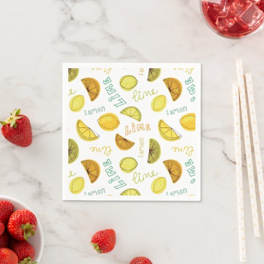 Lemon en Limoen Citrus Fruit Pattern Servet (Insitu)