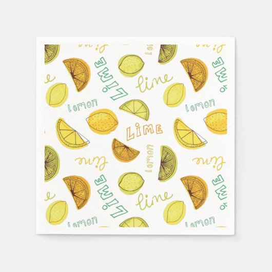 Lemon en Limoen Citrus Fruit Pattern Servet (Voorkant)